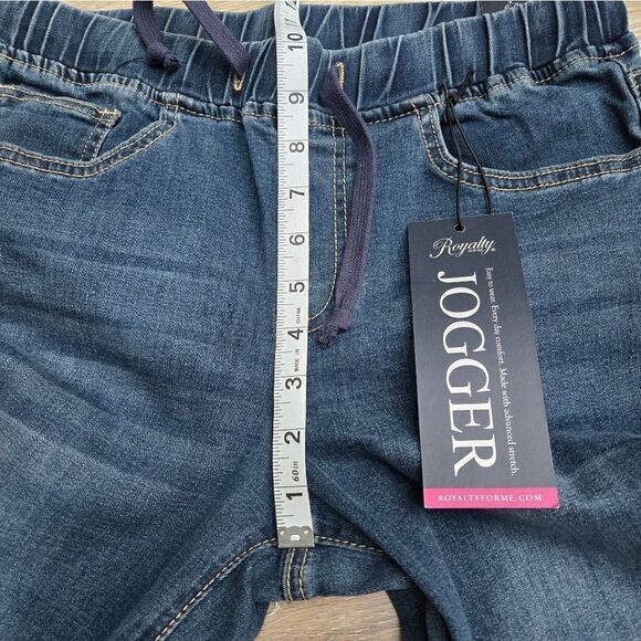 NWT Royalty Faux Jean Comfortable Jogger  elastic waist rough hem  small - Picture 8 of 10